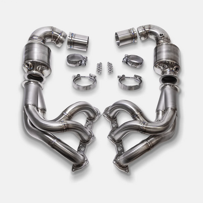 RYFT Hybrid Stainless Steel Inconel Long Tube Headers w/ HJS 200 Sport Cats For Porsche GT3RS