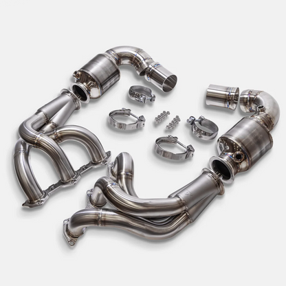 RYFT Hybrid Stainless Steel Inconel Long Tube Headers w/ HJS 200 Sport Cats For Porsche 992 GT3