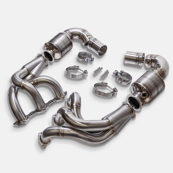 RYFT Hybrid Stainless Steel Inconel Long Tube Headers w/ HJS 200 Sport Cats For Porsche 992 GT3